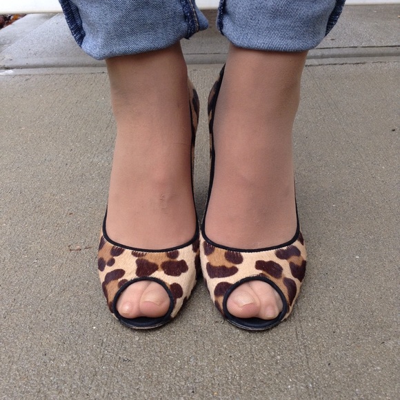 Stuart Weitzman Cheetah Open Toe Wedges - Picture 2 of 6