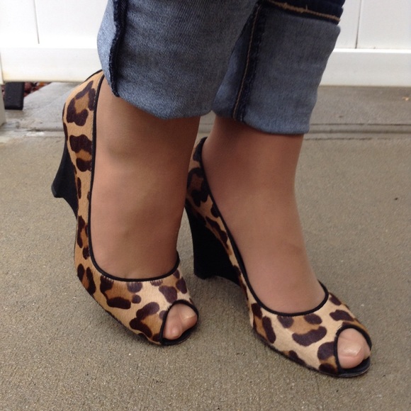 Stuart Weitzman Cheetah Open Toe Wedges - Picture 3 of 6