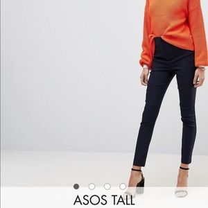 ASOS Tall High Waist Trousers in Skinny Fit - Navy