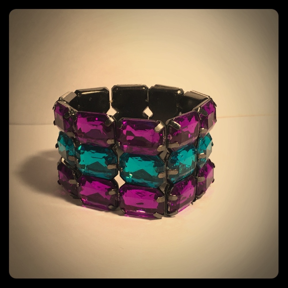 Purple and blue chunky rhinestone bracelet