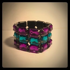 Purple and blue chunky rhinestone bracelet