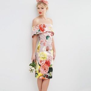 ASOS Bardot Midi Floral Dress Size 4
