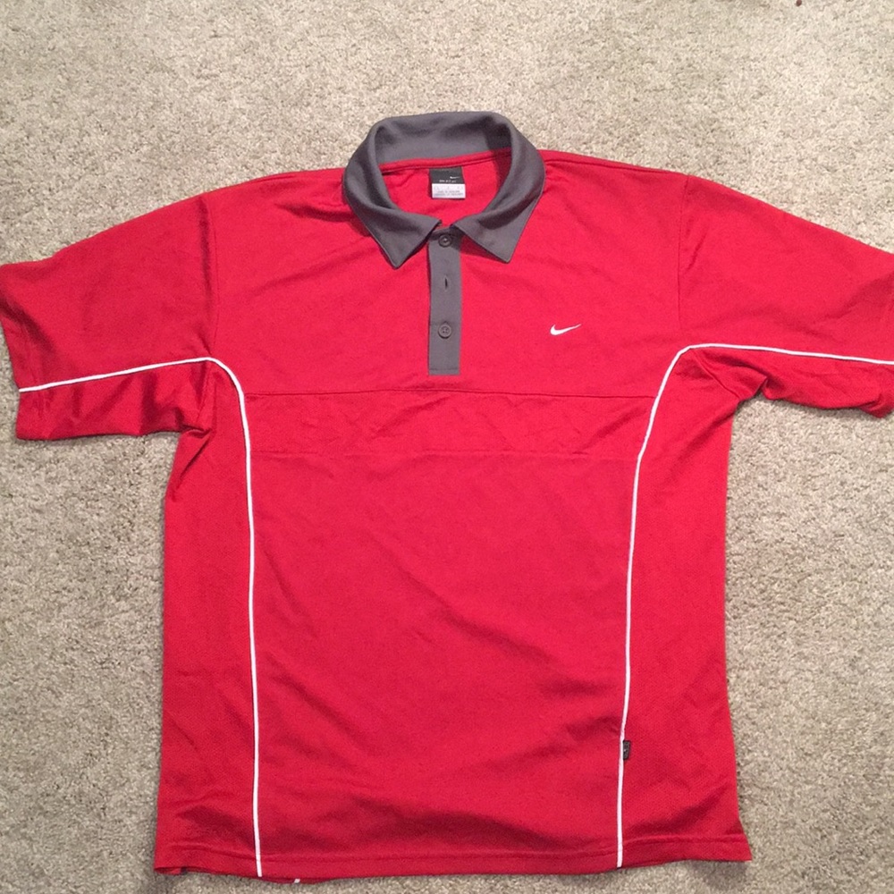 Nike L red and gray Dri-Fit Polo - Very sharp!
