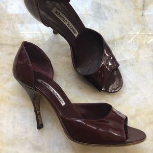Manolo Blahnik Burgundy D’Orsay Pumps