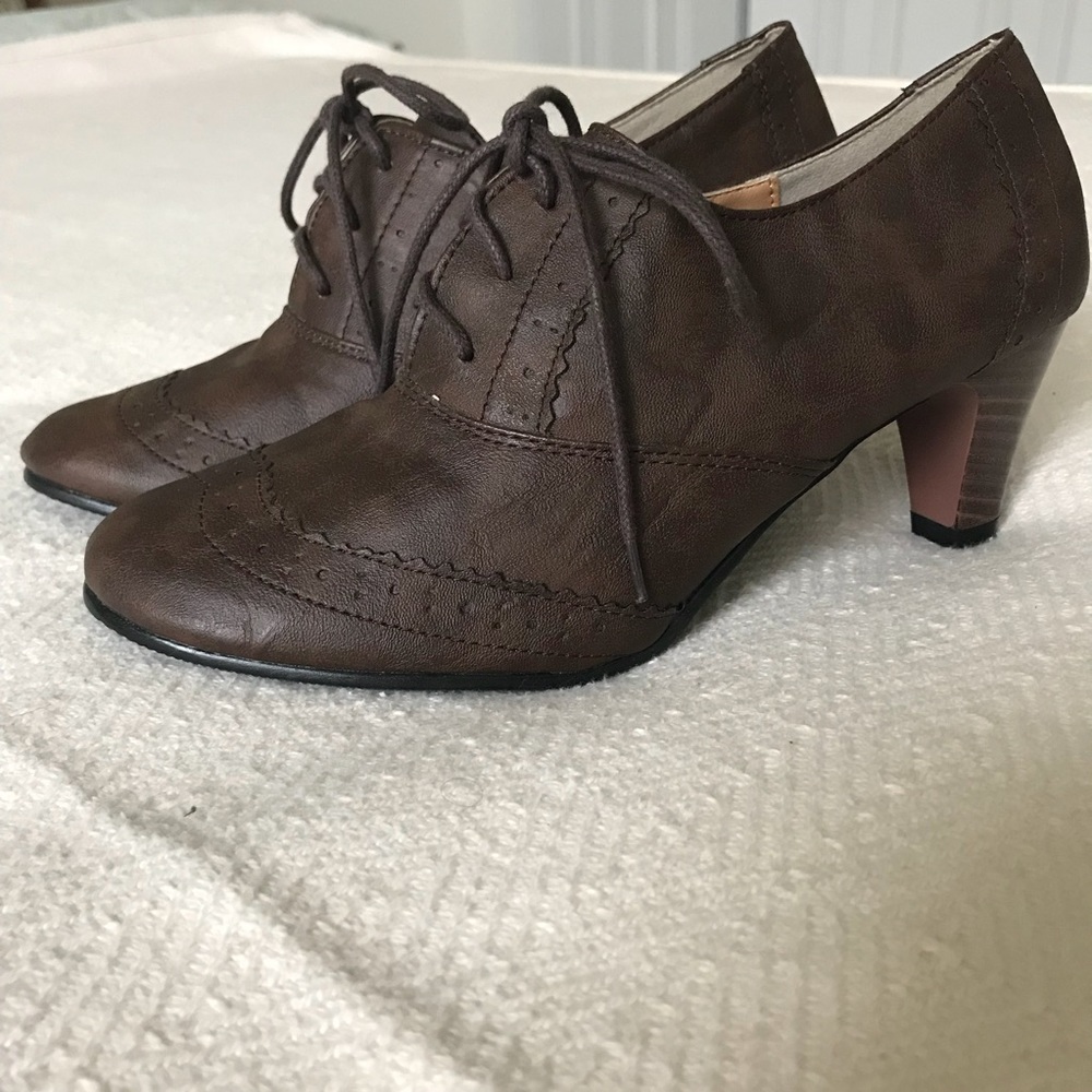 Brown heeled booties