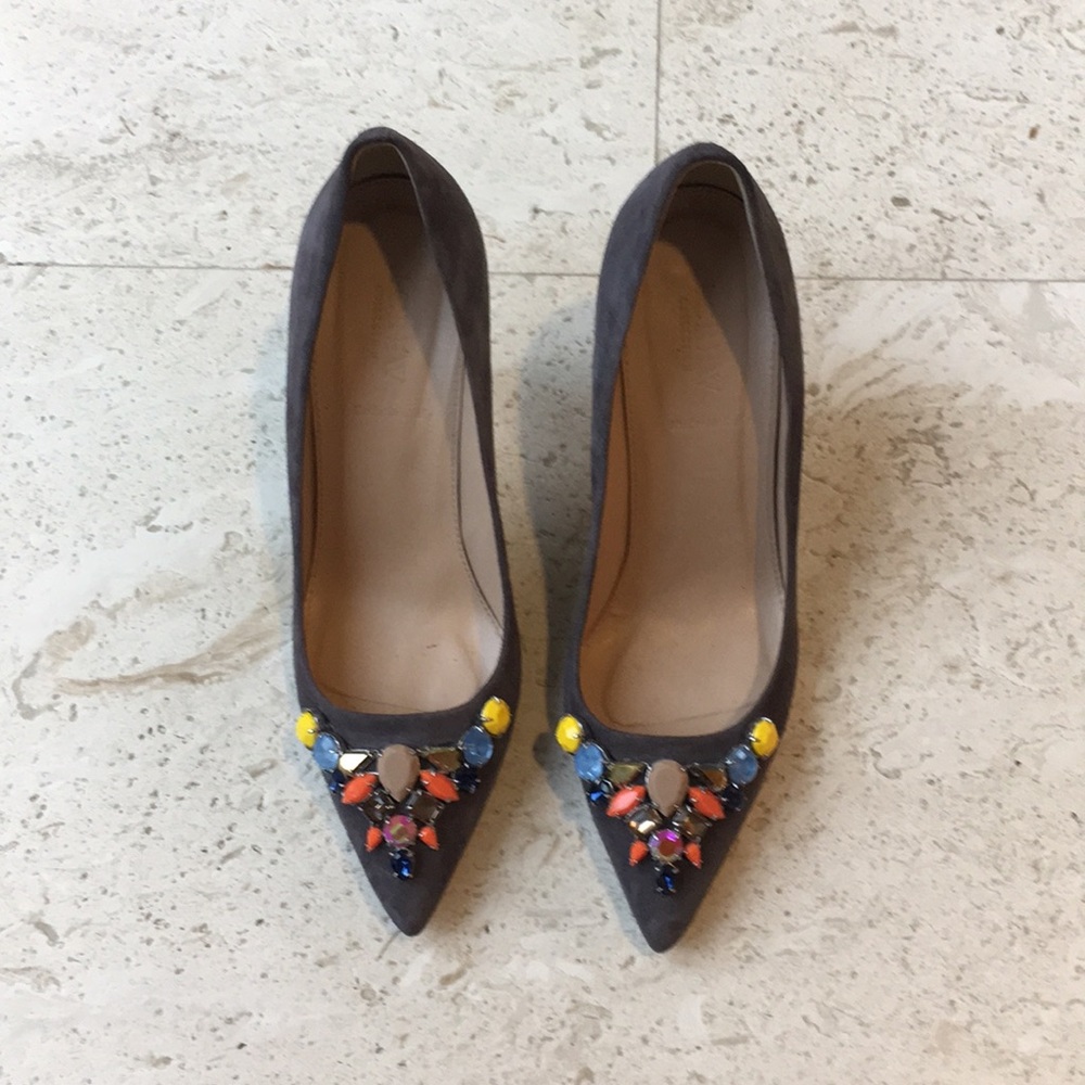 J. Crew Collection Suede Jewel Pumps