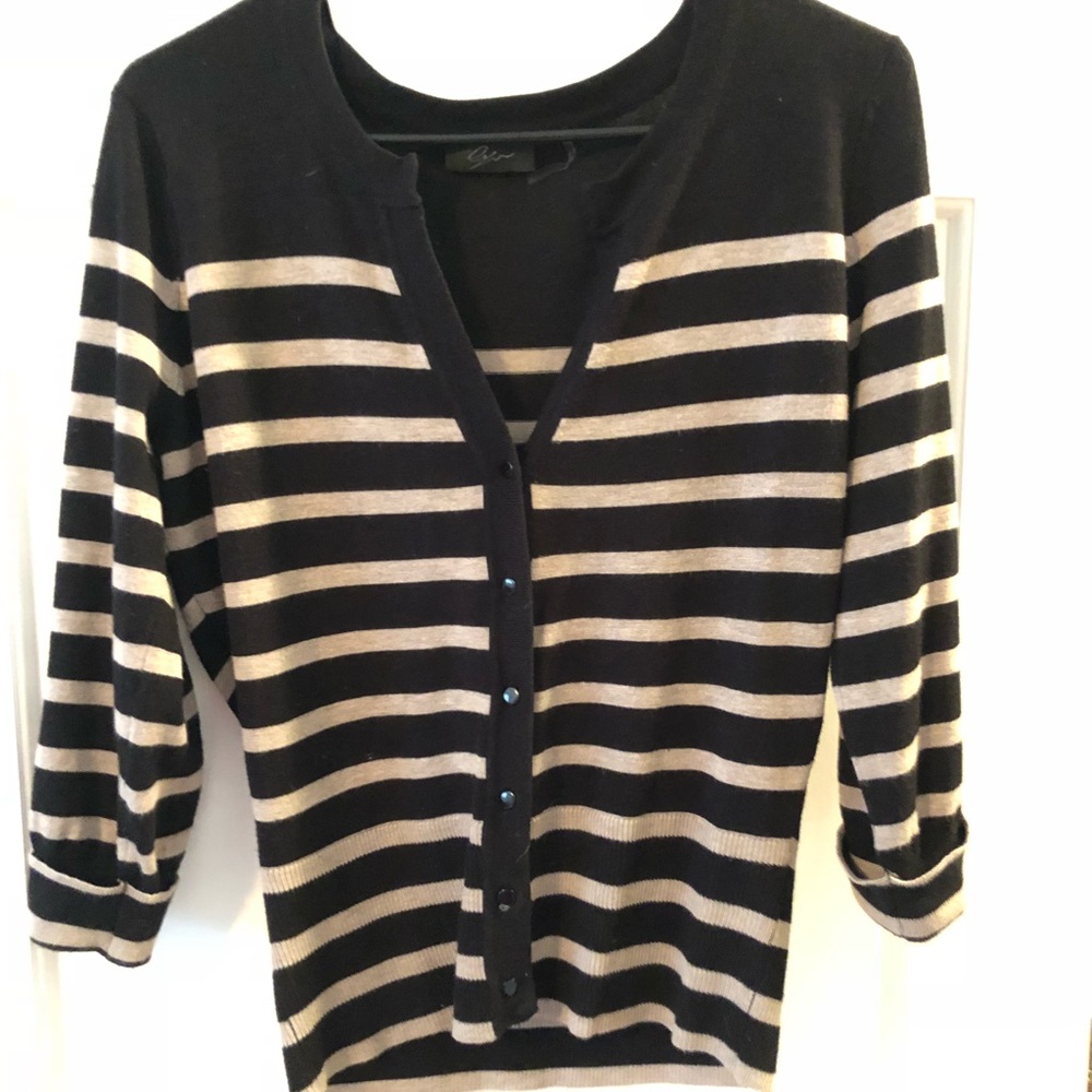 Black and beige striped cardigan
