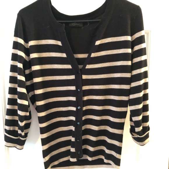 Black and beige striped cardigan - Picture 1 of 3