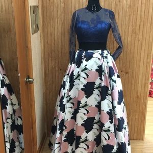 Navy Rose Print Two Piece