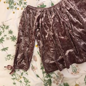 American Eagle Off the Shoulder Crushed Velvet Top