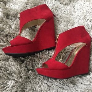 Red wedges! Never worn
