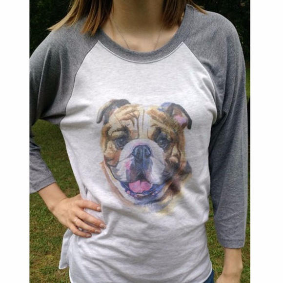 Emi Sue's Tops - New Bulldog Head Raglan T-Shirt