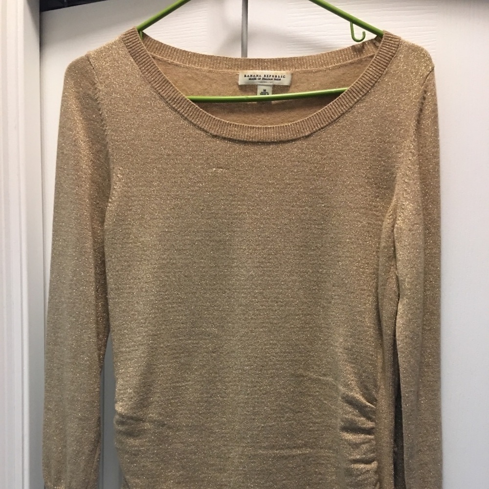 🌺Banana Republic gold holiday party sweater M
