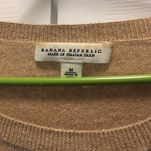 🌺Banana Republic gold holiday party sweater M - Picture 2 of 4