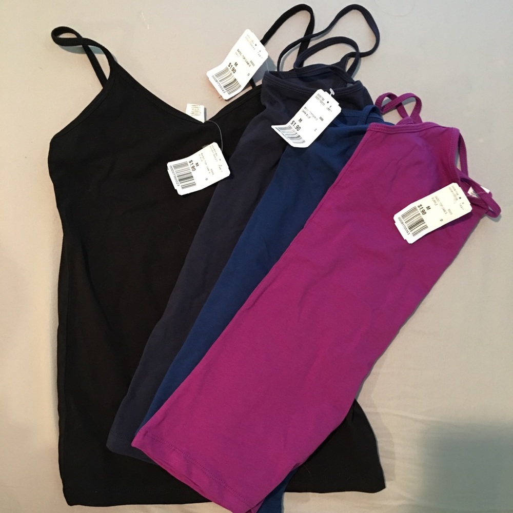 NWT Four tank tops Black, Navy, Dark Blue, Purple