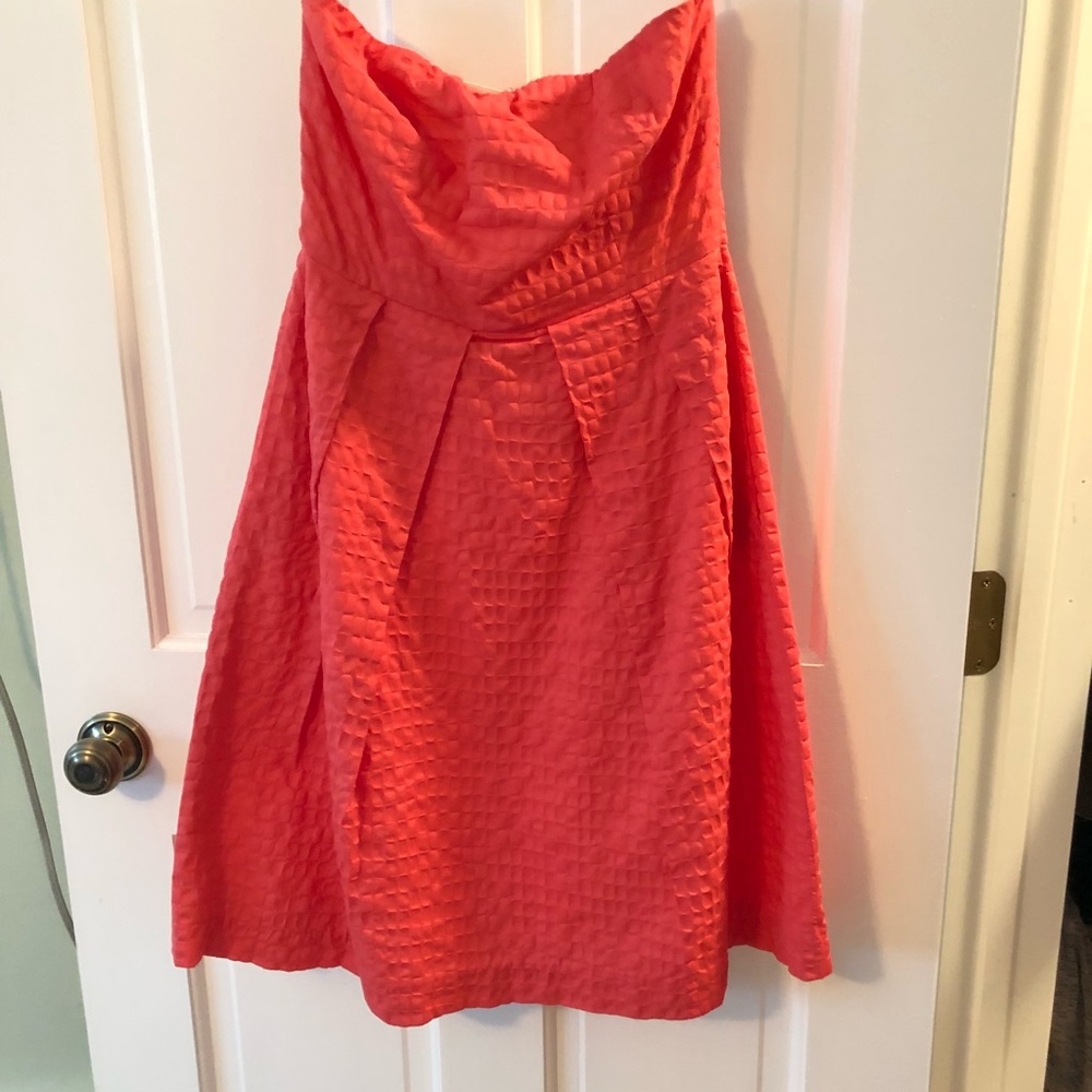 J crew so 0 strapless coral pink knee length dress