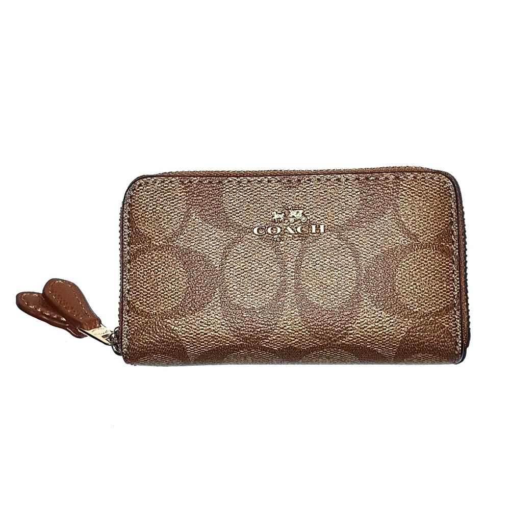 coach small double zip card case ⛄🎄🌲🎁
