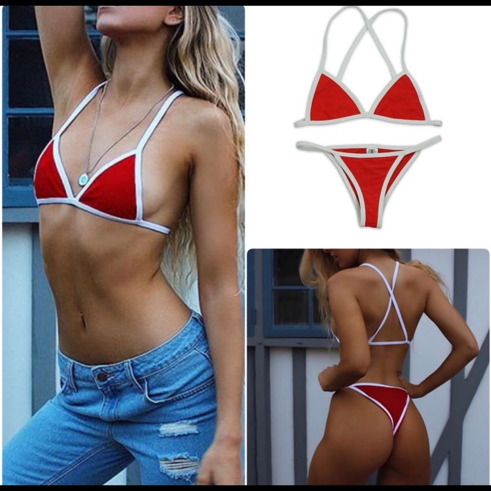 Red string bikini