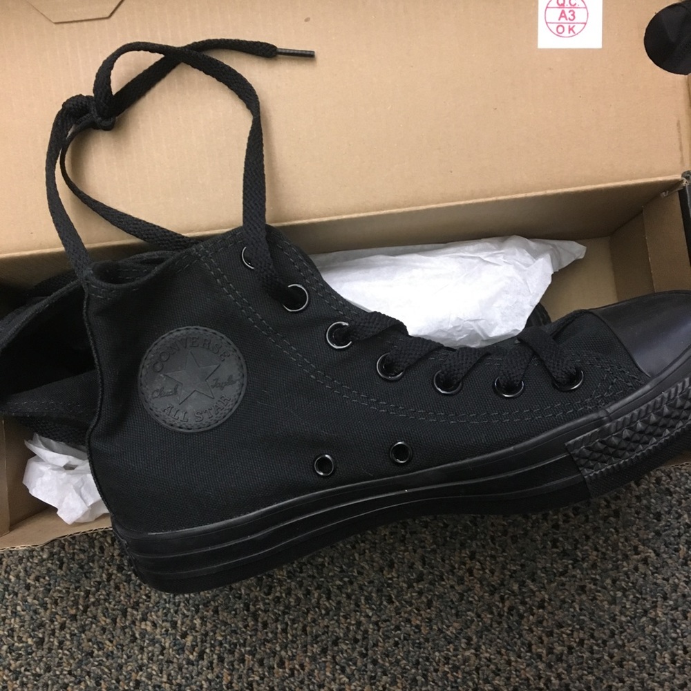 All Black Converse- size 6 women's or 4 men's.