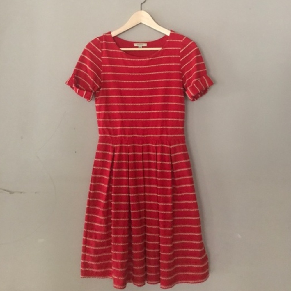 Anthro Bordeaux Red Striped Dress