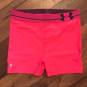 Bright pink UA shorts