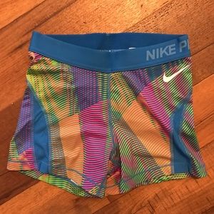 Multicolor Nike workout shorts