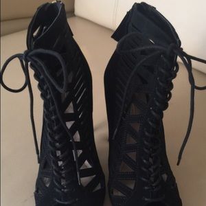 Black lace up heels