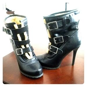 Vera Wang heel boots with faux fur.