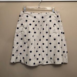 Blue and white polka dotted skirt