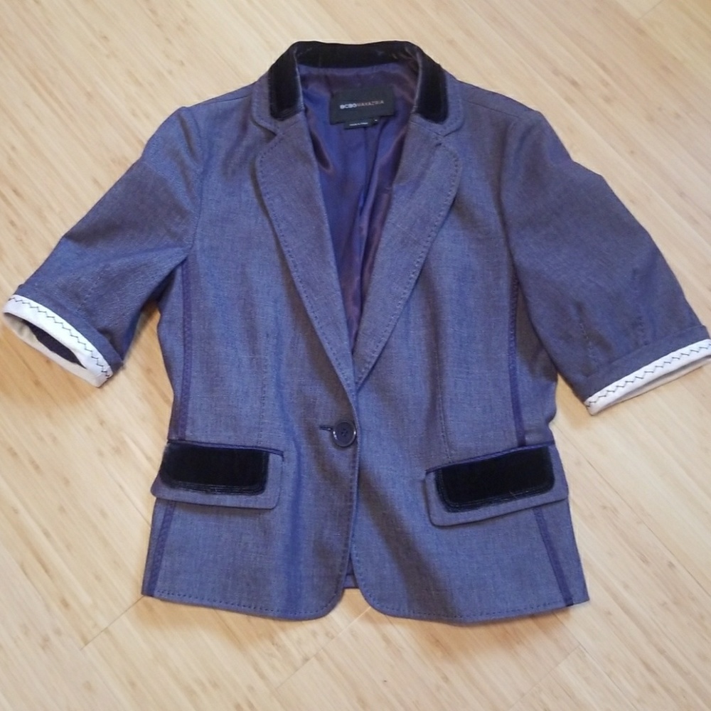 BCBG Max Azria denim blazer w velvet Small