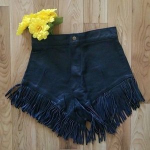 Vintage Leather Fringe Shorts