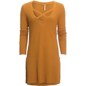 FREE PEOPLE Rayon Criss Cross Tunic Sweater SMALL