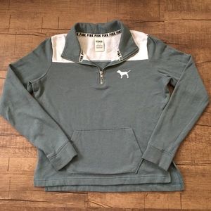 Green PINK Victoria's Secret Zipper Sweatshirt