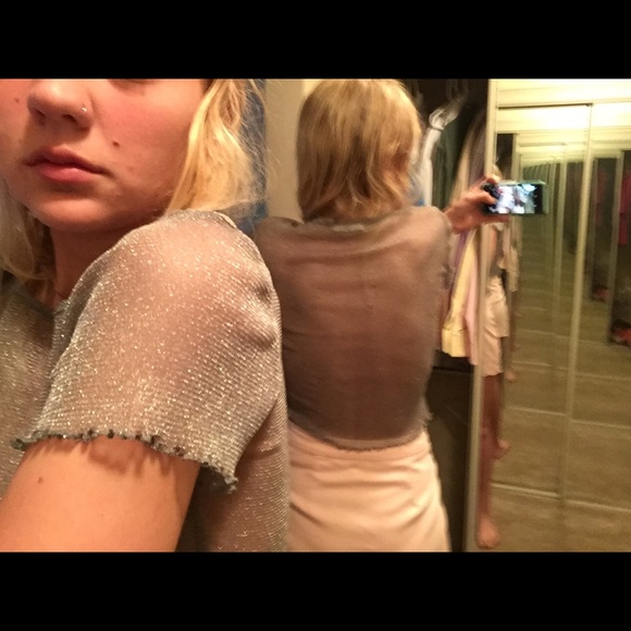 See through metallic green top - Picture 4 of 4