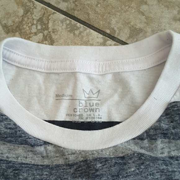 Mens Blue Crown striped tee - Picture 2 of 4
