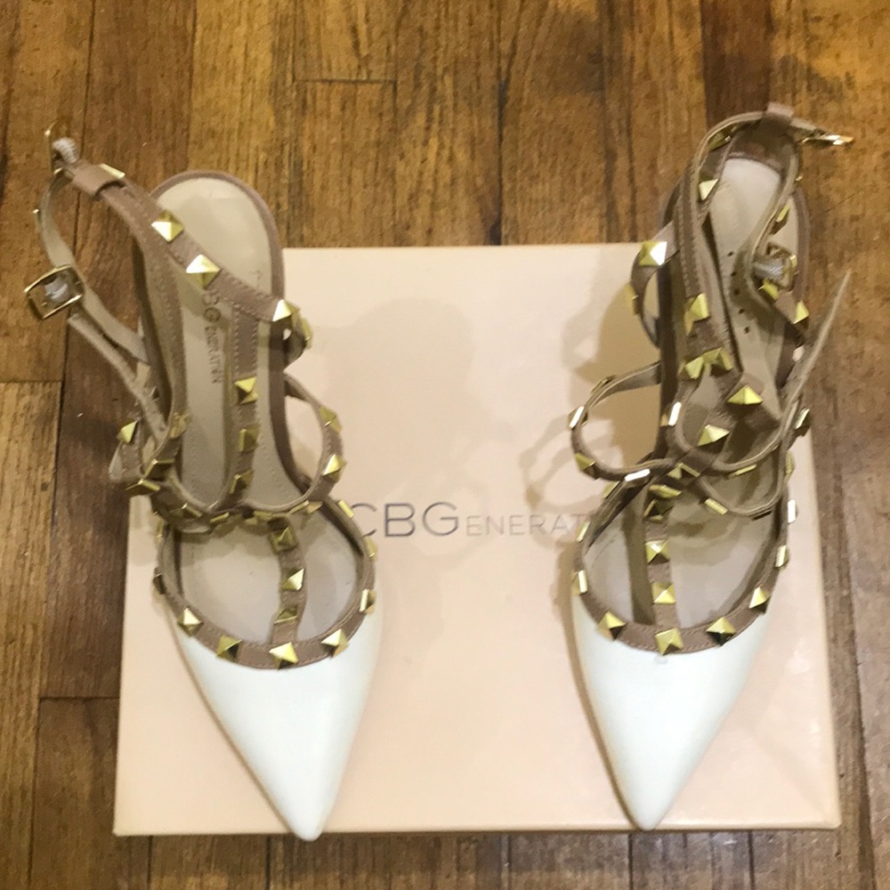 BCBG White & Nude Stud Heels - Final Price❗️
