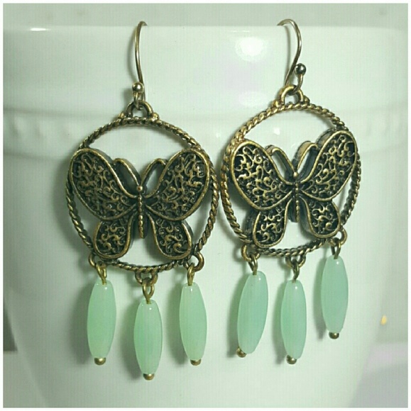 Lucky Brand Jewelry - LUCKY BRAND Butterfly Earring AntiqueBrass & Beads