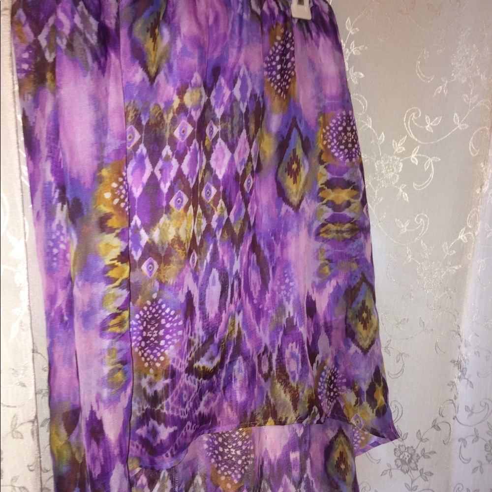 Purple Snake Print High low Skirt