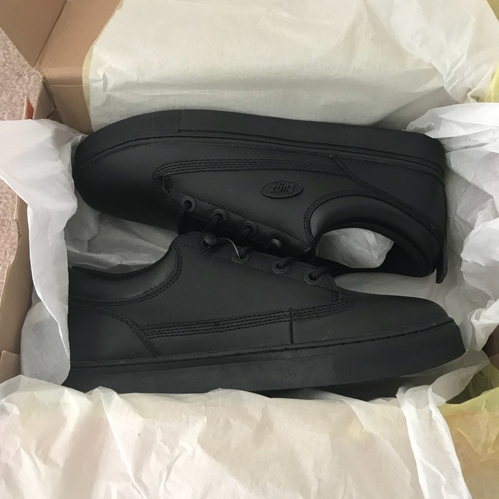 Luge men’s Black leather Lo size 8