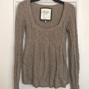 Square neck cable knit sweater
