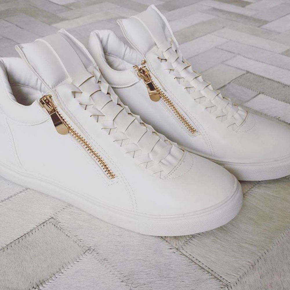 White Zipper Sneakers