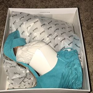 Turquoise Fringe heels