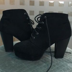Black lace up booties