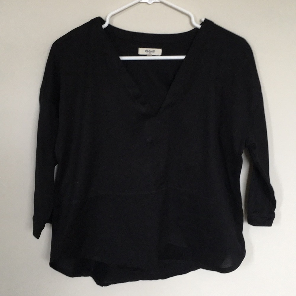 Black Madewell Luster Cotton V-neck Tee