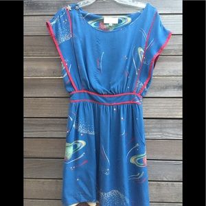 Corey Lynn Calter Outer space printed dress.