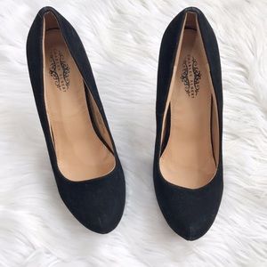 Charles Albert Black Suede Platform Heels