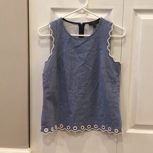 JCrew sleeveless blouse with grommets, sz 0