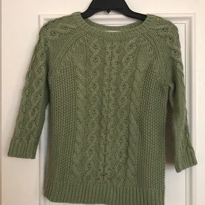 Green cable knit sweater