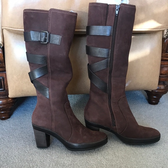 clarks brown knee high boots