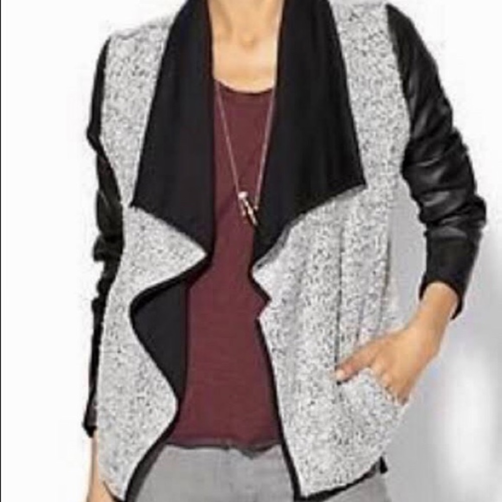 Black Vegan Leather Sleeve Jacket, Piperlime